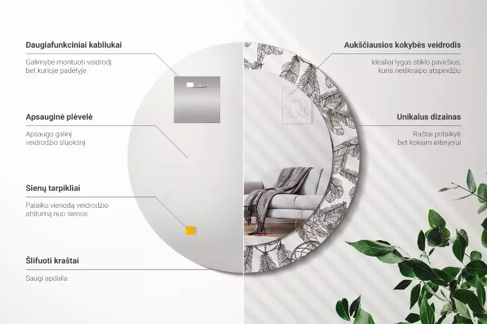 Kerek díszes tükör Álomfogó