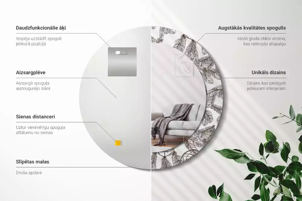 Kerek díszes tükör Álomfogó