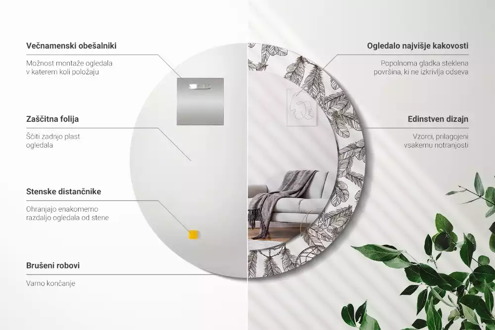 Kerek díszes tükör Álomfogó