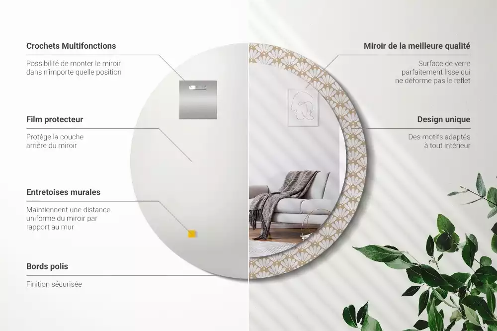 Kerek díszes tükör Keleti virág