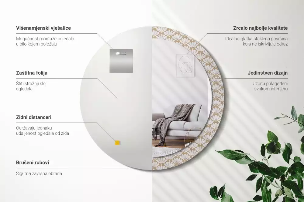 Kerek díszes tükör Keleti virág