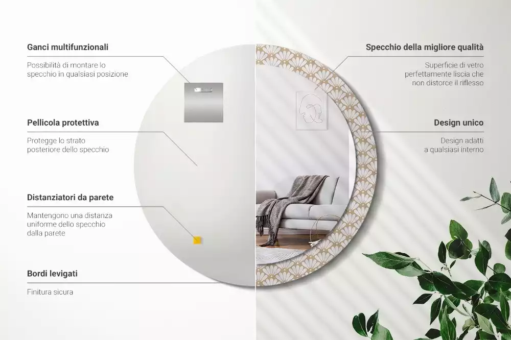 Kerek díszes tükör Keleti virág