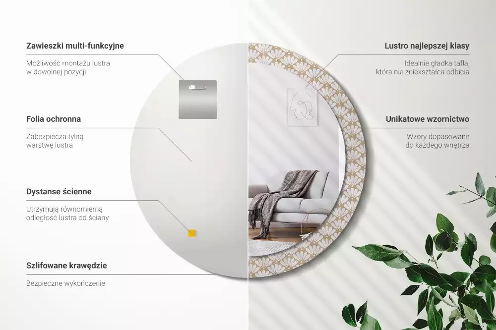 Kerek díszes tükör Keleti virág