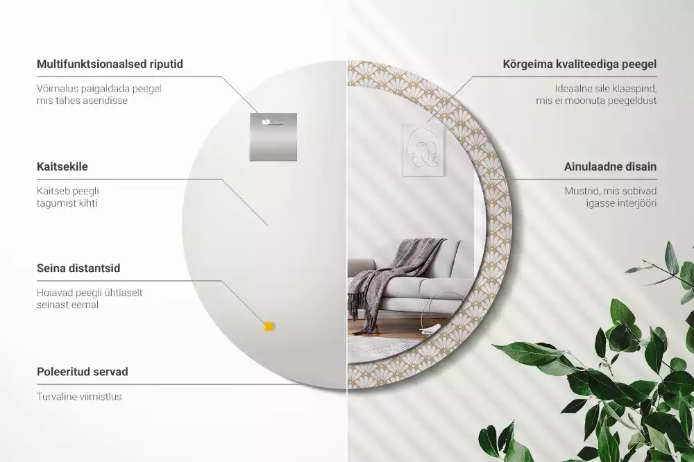 Kerek díszes tükör Keleti virág