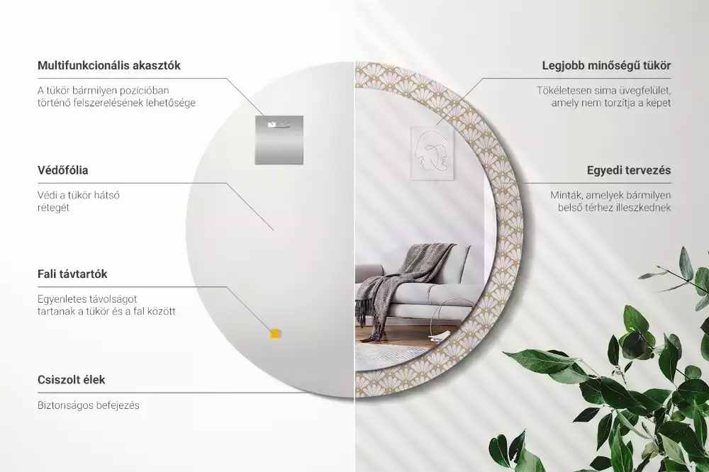 Kerek díszes tükör Keleti virág