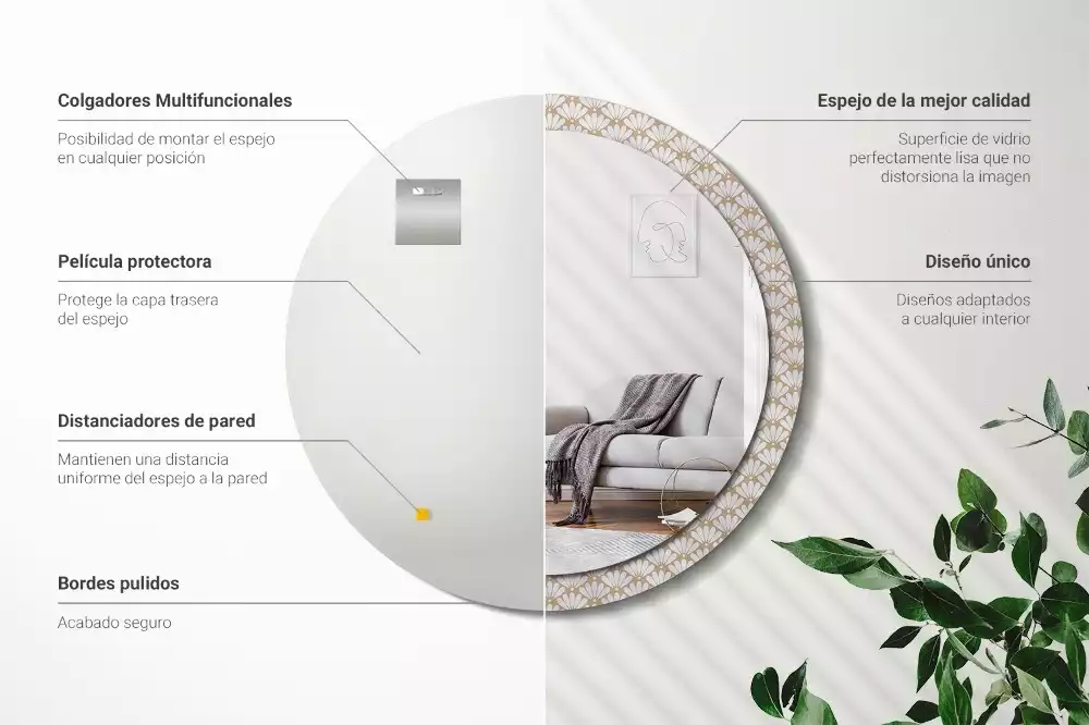 Kerek díszes tükör Keleti virág