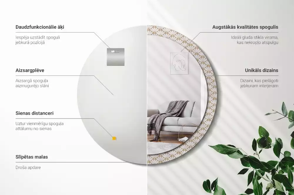 Kerek díszes tükör Keleti virág