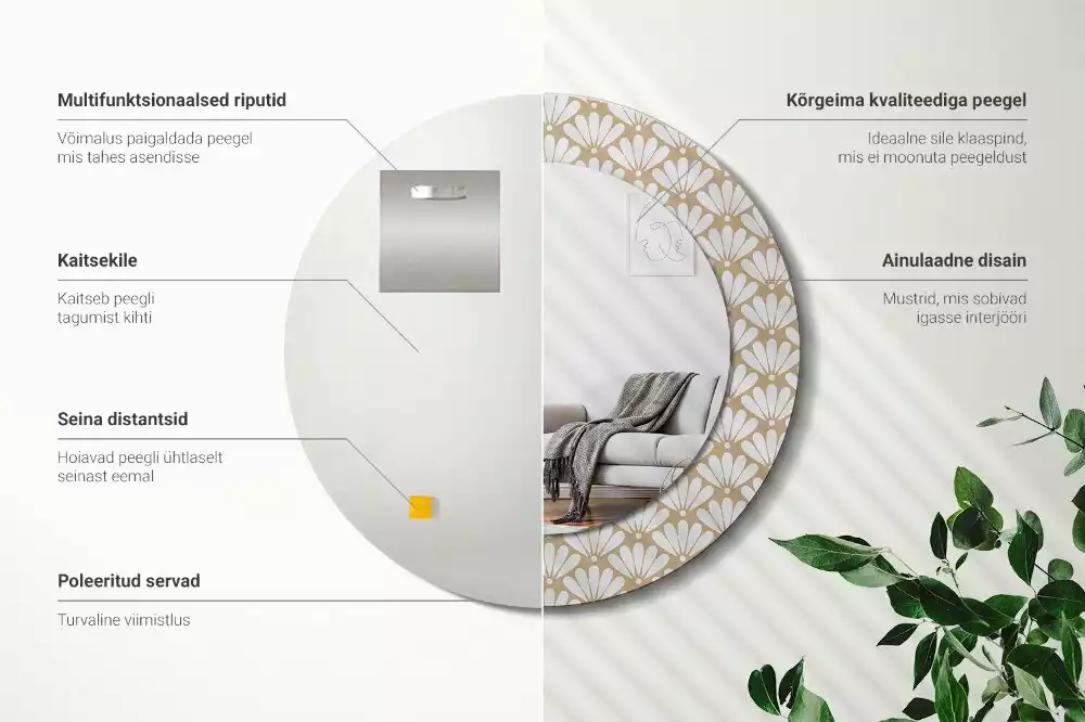 Kerek díszes tükör Keleti virág