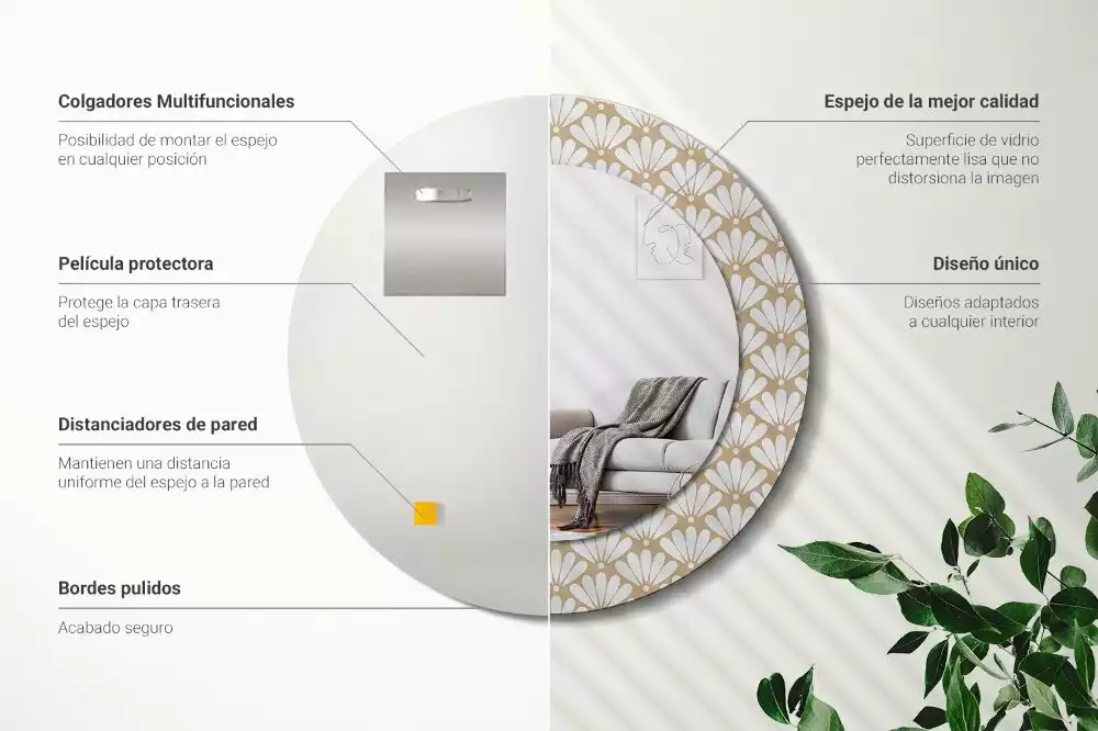 Kerek díszes tükör Keleti virág