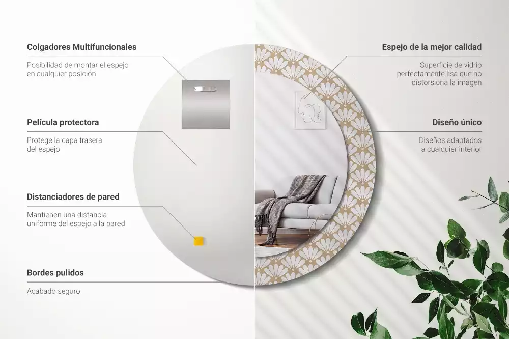 Kerek díszes tükör Keleti virág