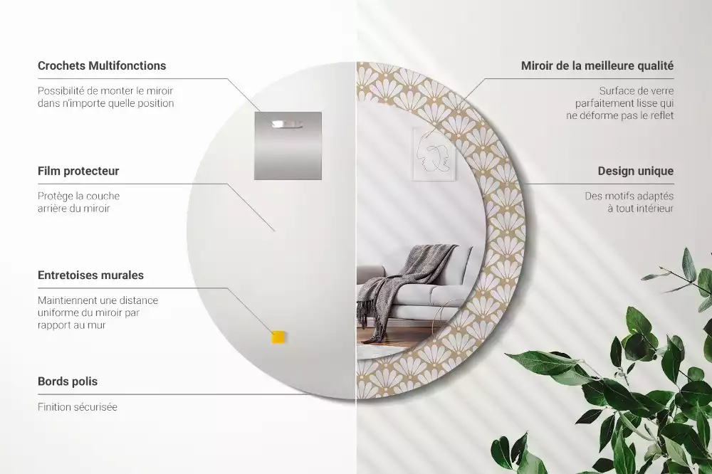 Kerek díszes tükör Keleti virág