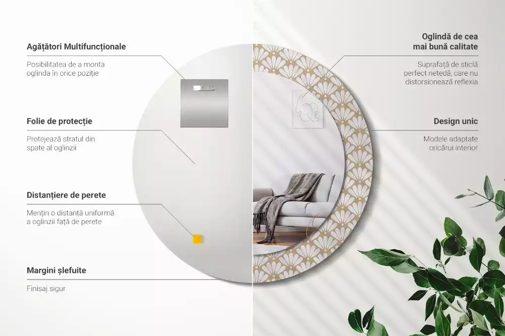 Kerek díszes tükör Keleti virág