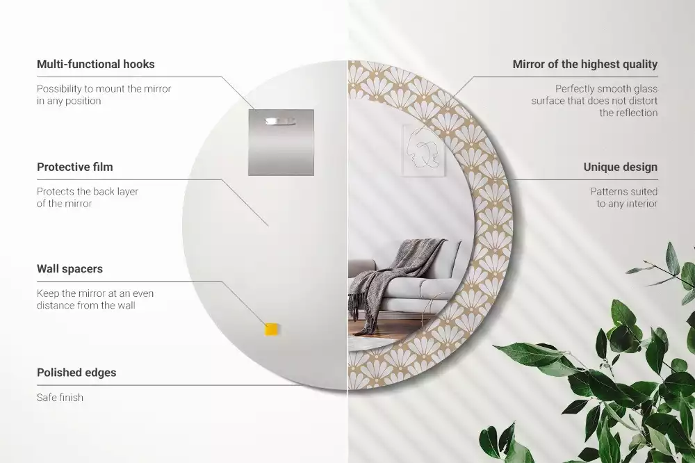 Kerek díszes tükör Keleti virág