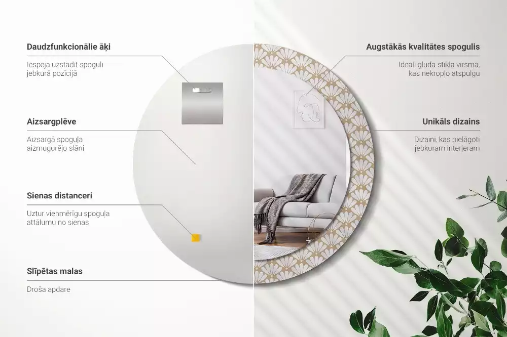 Kerek díszes tükör Keleti virág