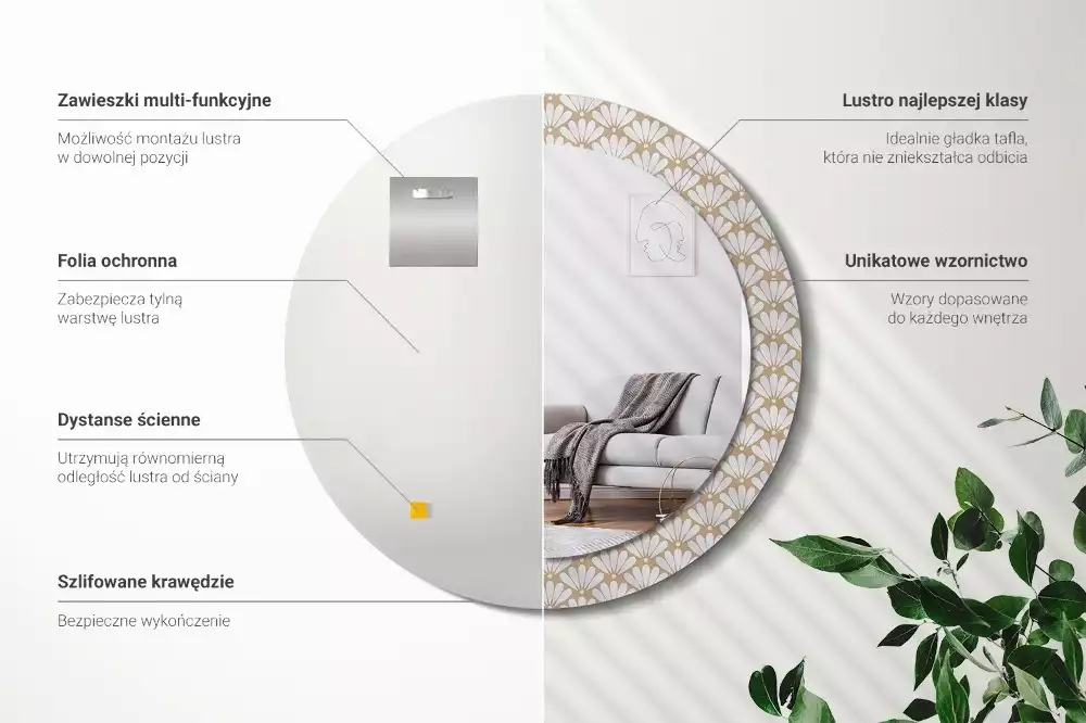 Kerek díszes tükör Keleti virág