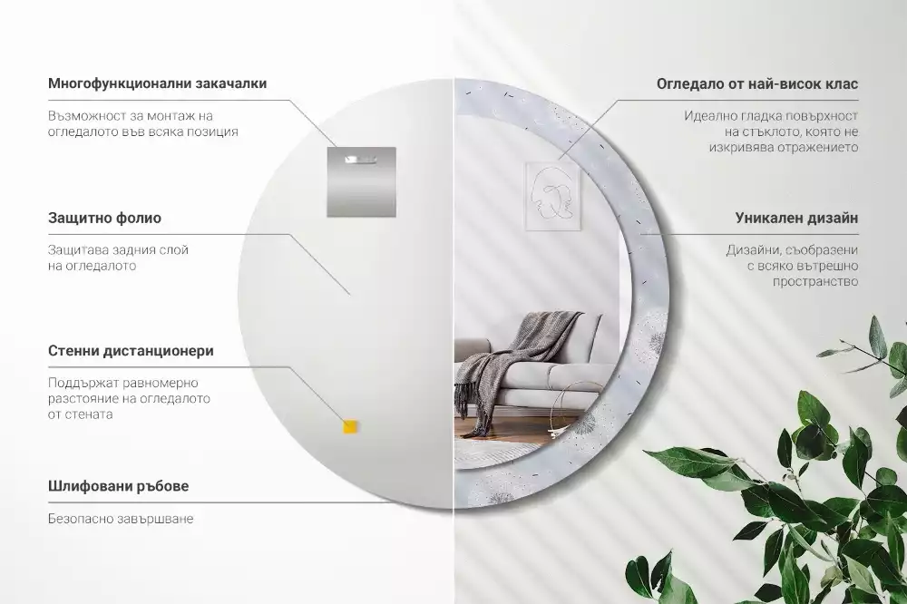 Kerek díszes tükör Gyermekláncfű