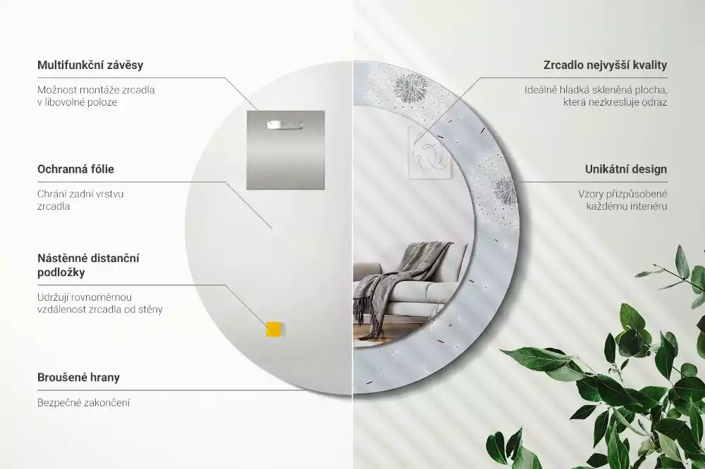 Kerek díszes tükör Gyermekláncfű