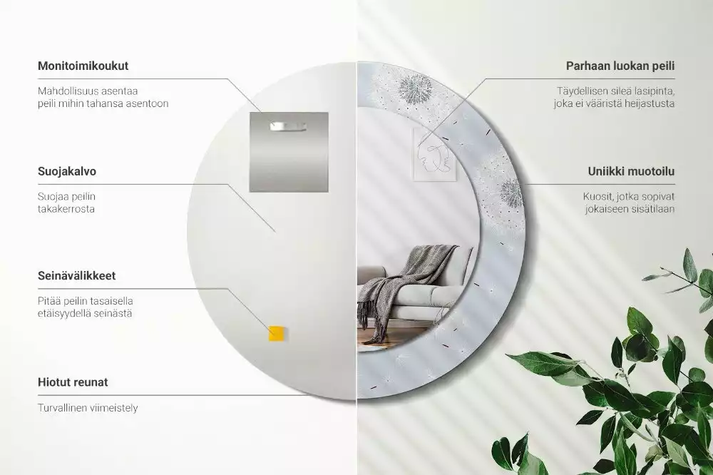 Kerek díszes tükör Gyermekláncfű