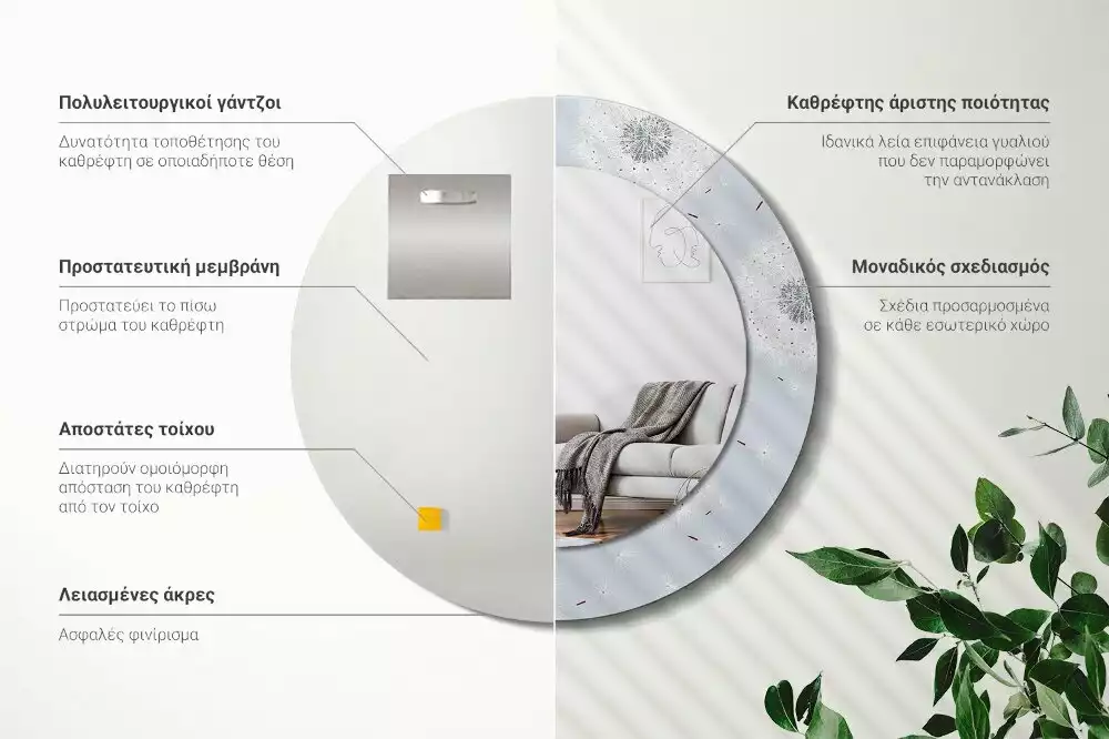 Kerek díszes tükör Gyermekláncfű