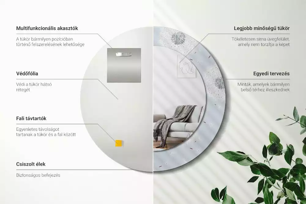 Kerek díszes tükör Gyermekláncfű