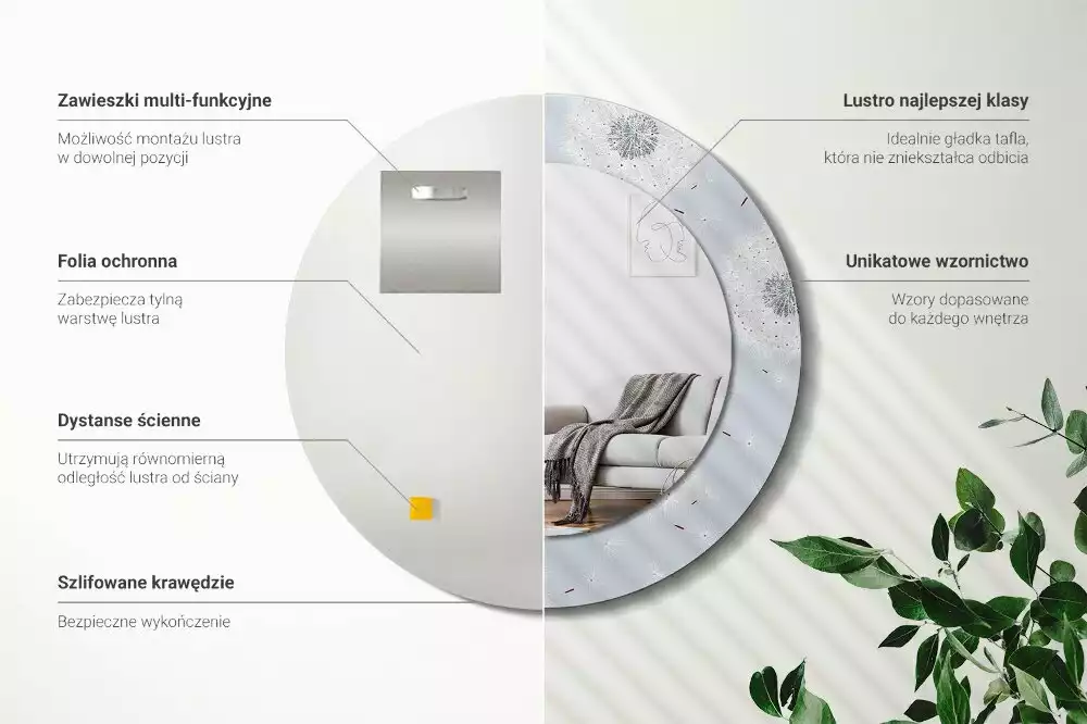 Kerek díszes tükör Gyermekláncfű