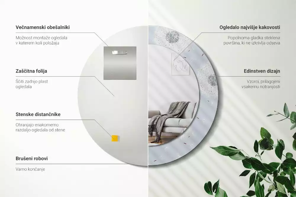 Kerek díszes tükör Gyermekláncfű