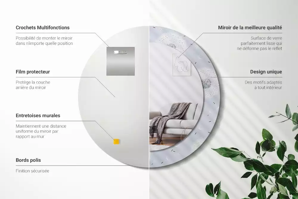 Kerek díszes tükör Gyermekláncfű