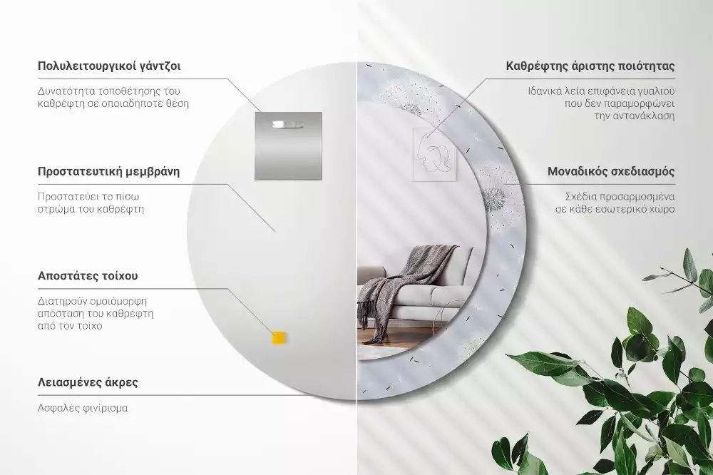 Kerek díszes tükör Gyermekláncfű