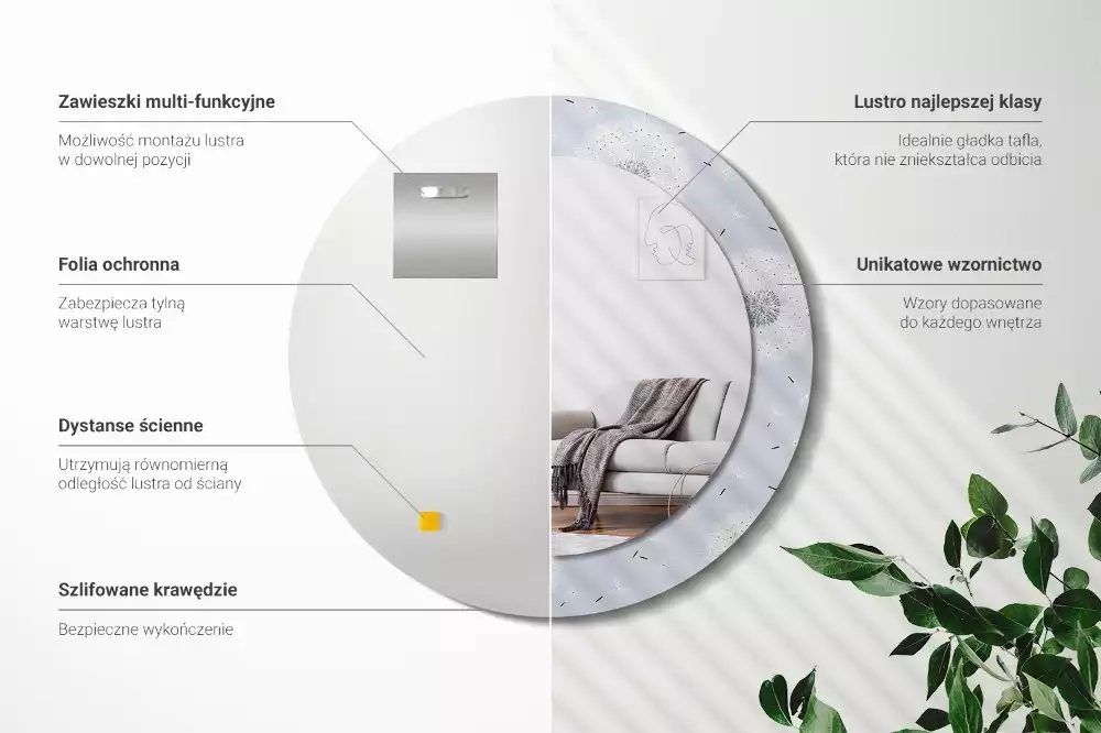 Kerek díszes tükör Gyermekláncfű