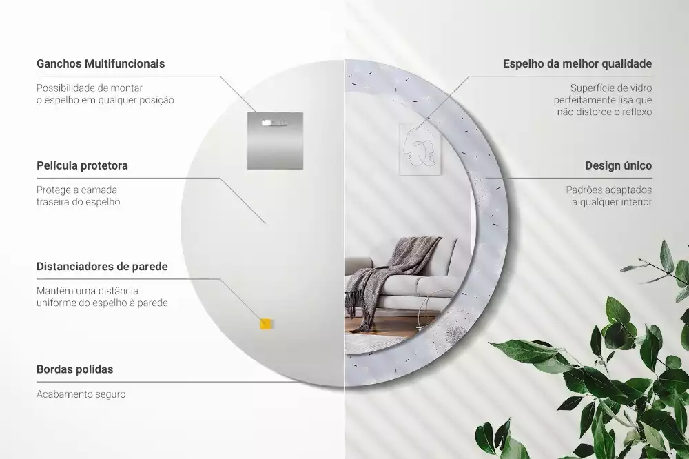 Kerek díszes tükör Gyermekláncfű