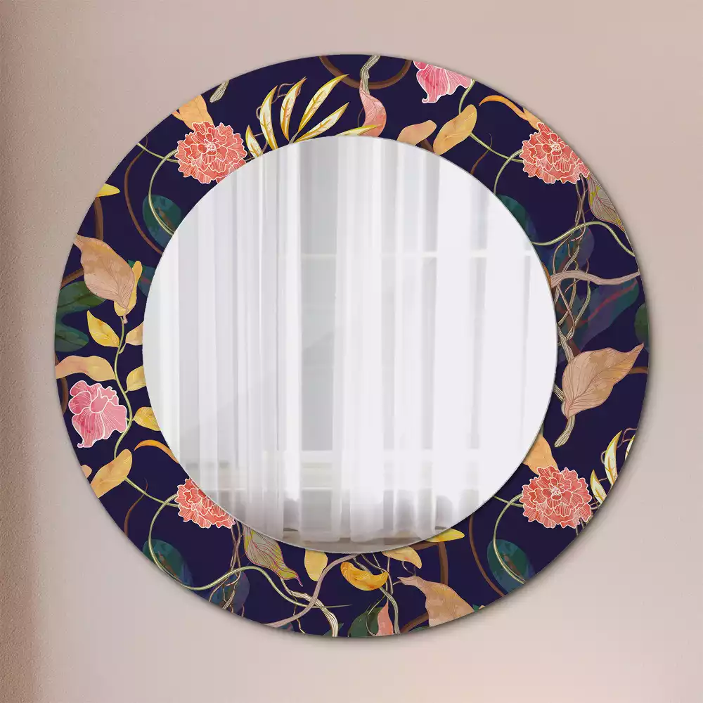 Kerek díszes tükör Akvarell növények