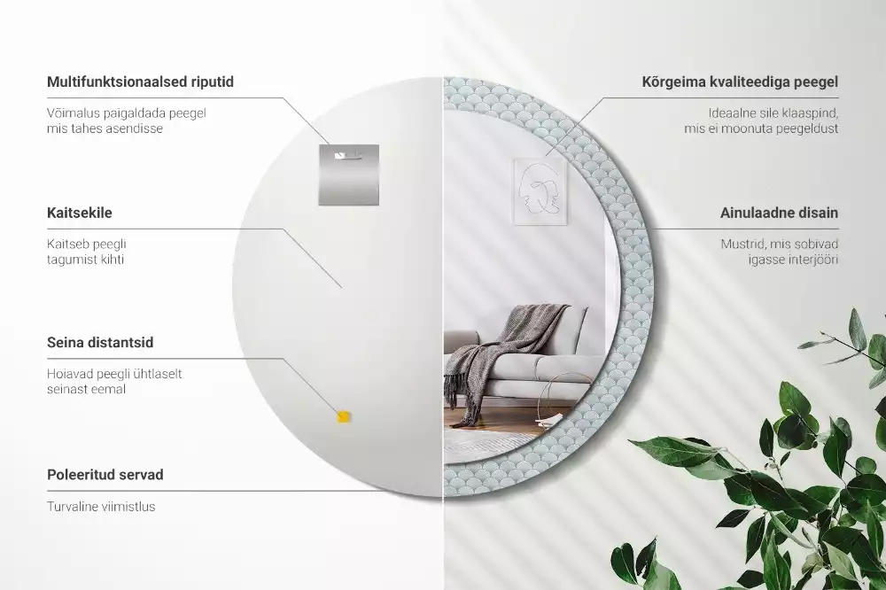 Kerek díszes tükör Retro vintage minta