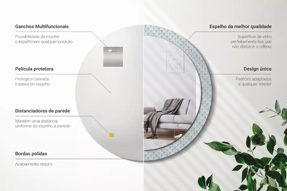 Kerek díszes tükör Retro vintage minta