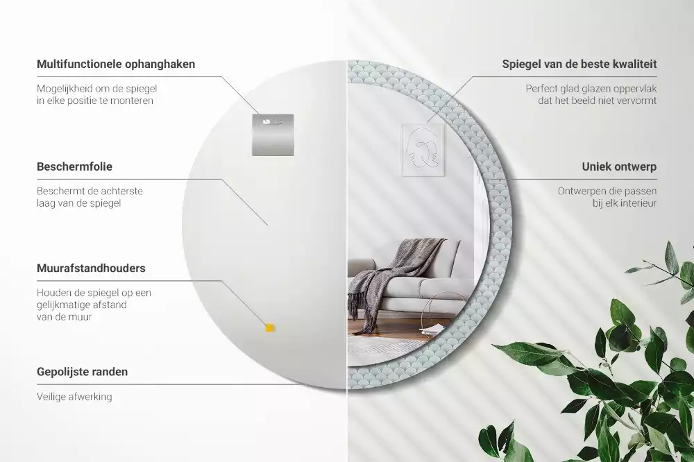 Kerek díszes tükör Retro vintage minta