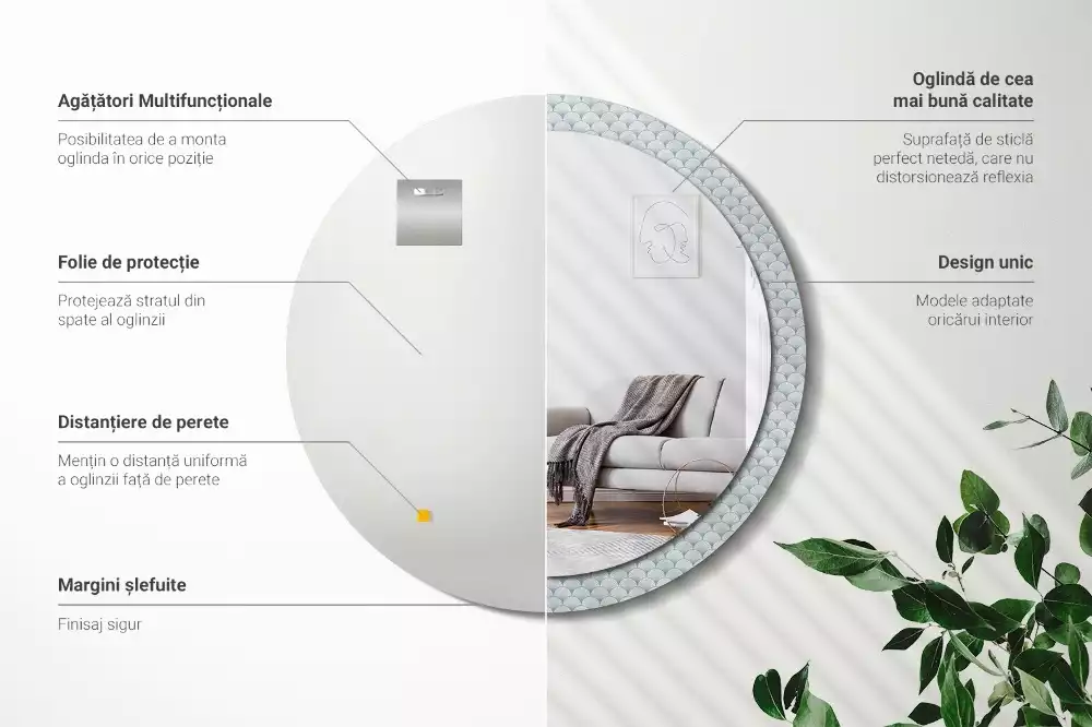 Kerek díszes tükör Retro vintage minta