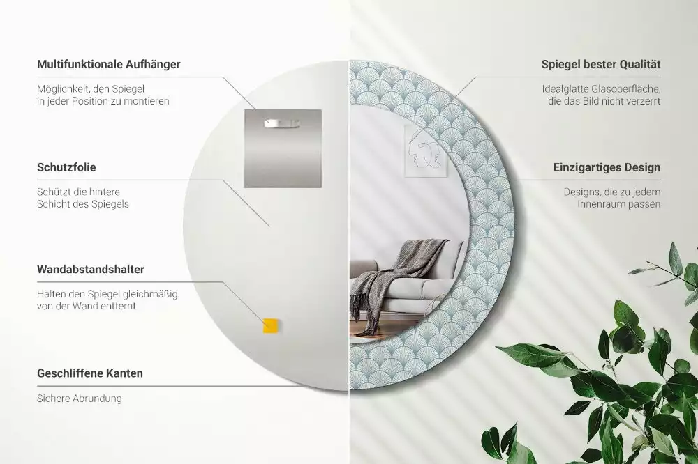 Kerek díszes tükör Retro vintage minta