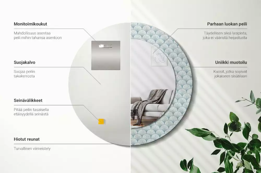 Kerek díszes tükör Retro vintage minta