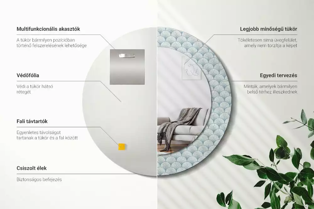 Kerek díszes tükör Retro vintage minta