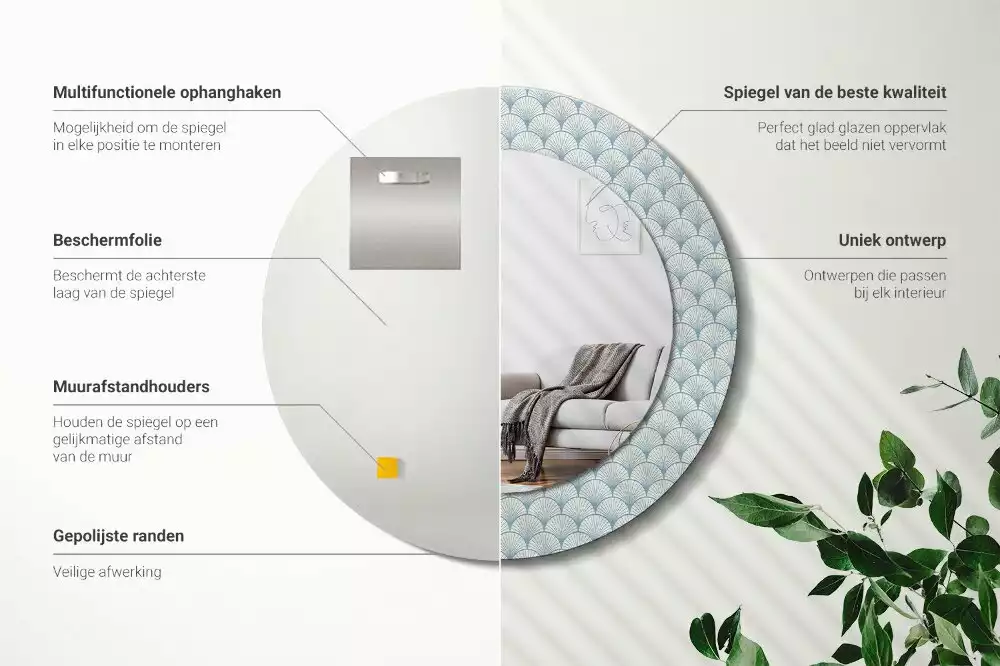 Kerek díszes tükör Retro vintage minta