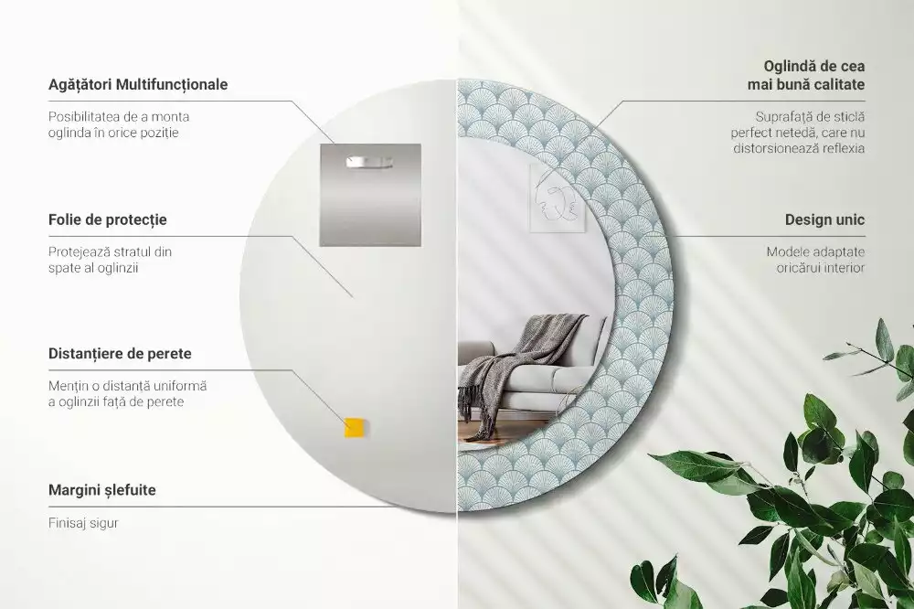 Kerek díszes tükör Retro vintage minta