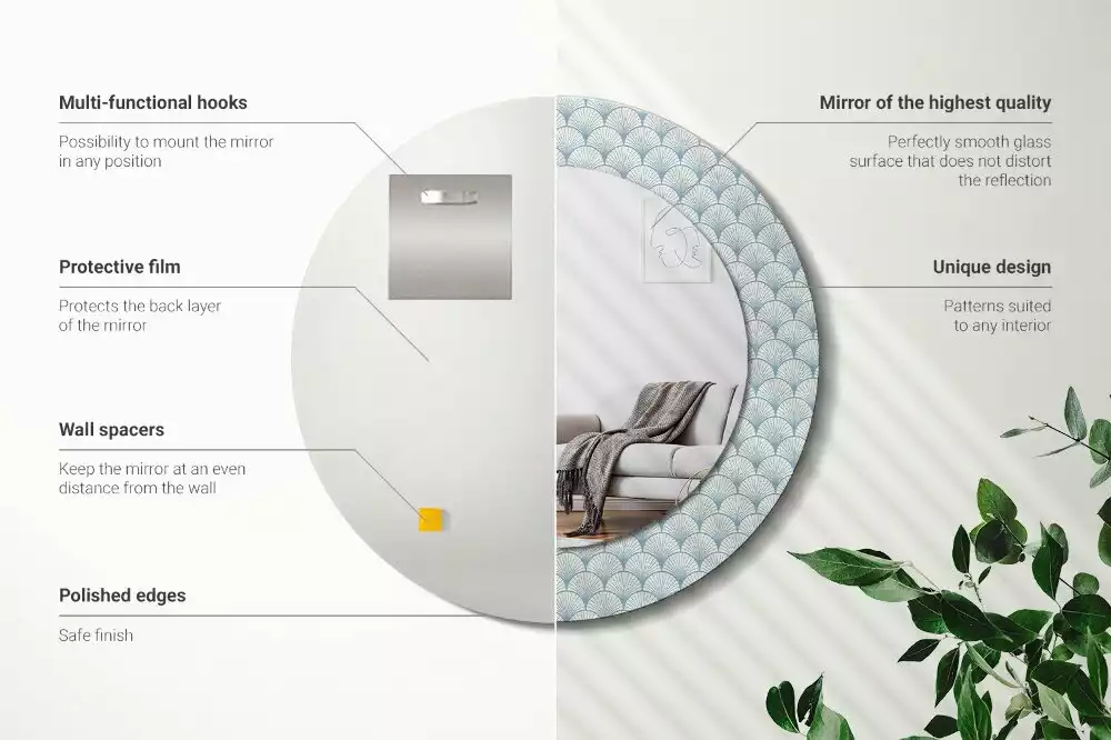 Kerek díszes tükör Retro vintage minta