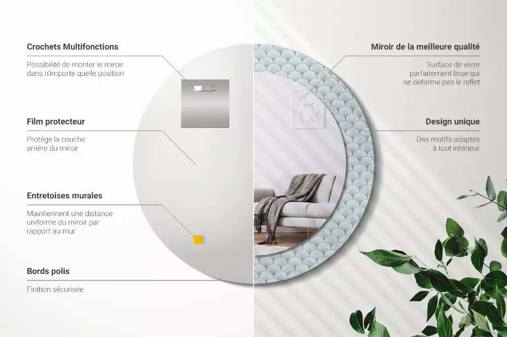 Kerek díszes tükör Retro vintage minta