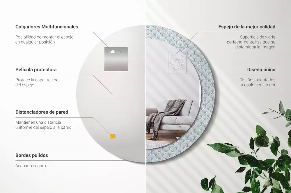 Kerek díszes tükör Retro vintage minta