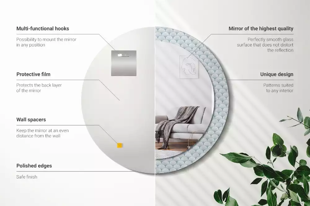 Kerek díszes tükör Retro vintage minta