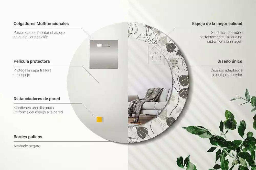 Kerek díszes tükör Absztrakt virágos