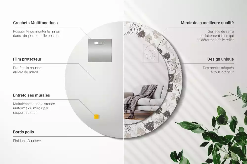 Kerek díszes tükör Absztrakt virágos