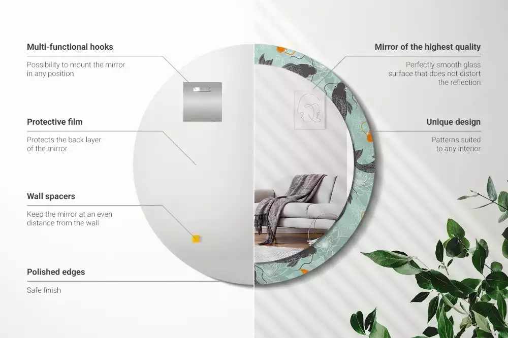 Kerek díszes tükör Koi ponty