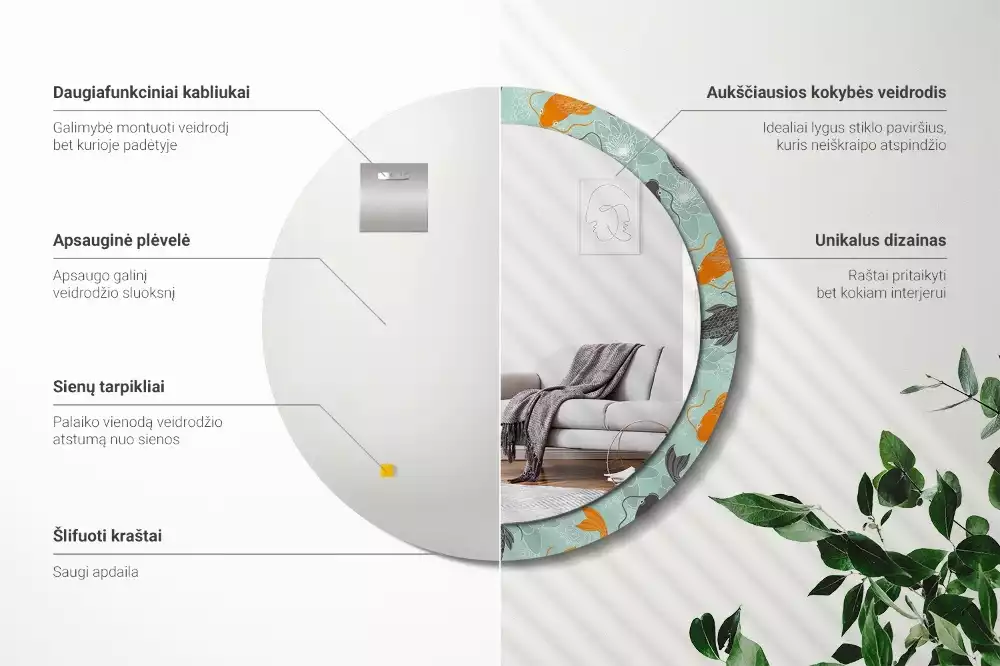 Kerek díszes tükör Koi ponty