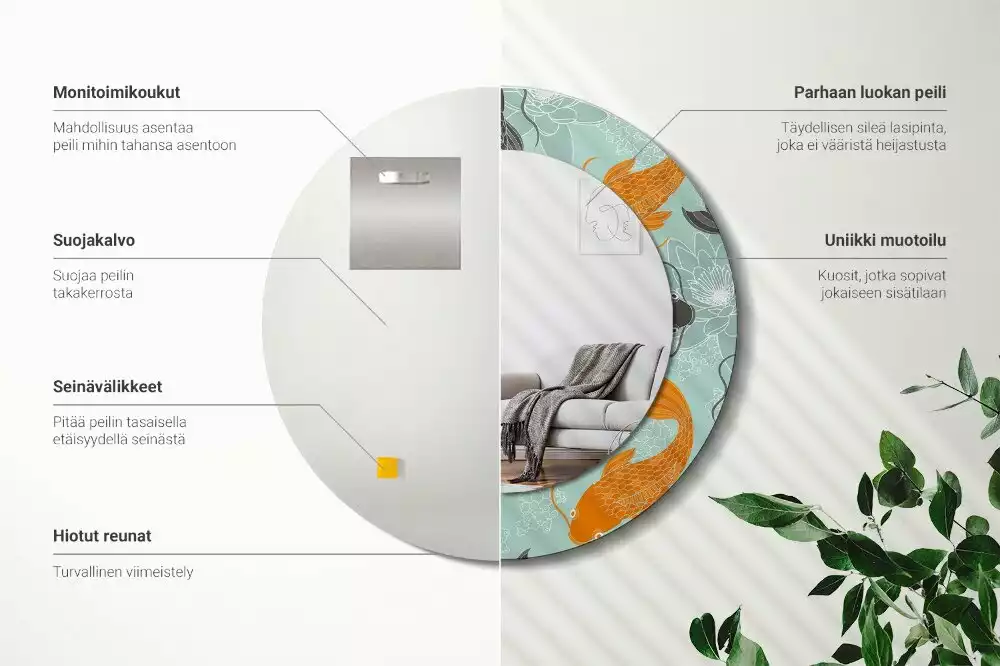 Kerek díszes tükör Koi ponty