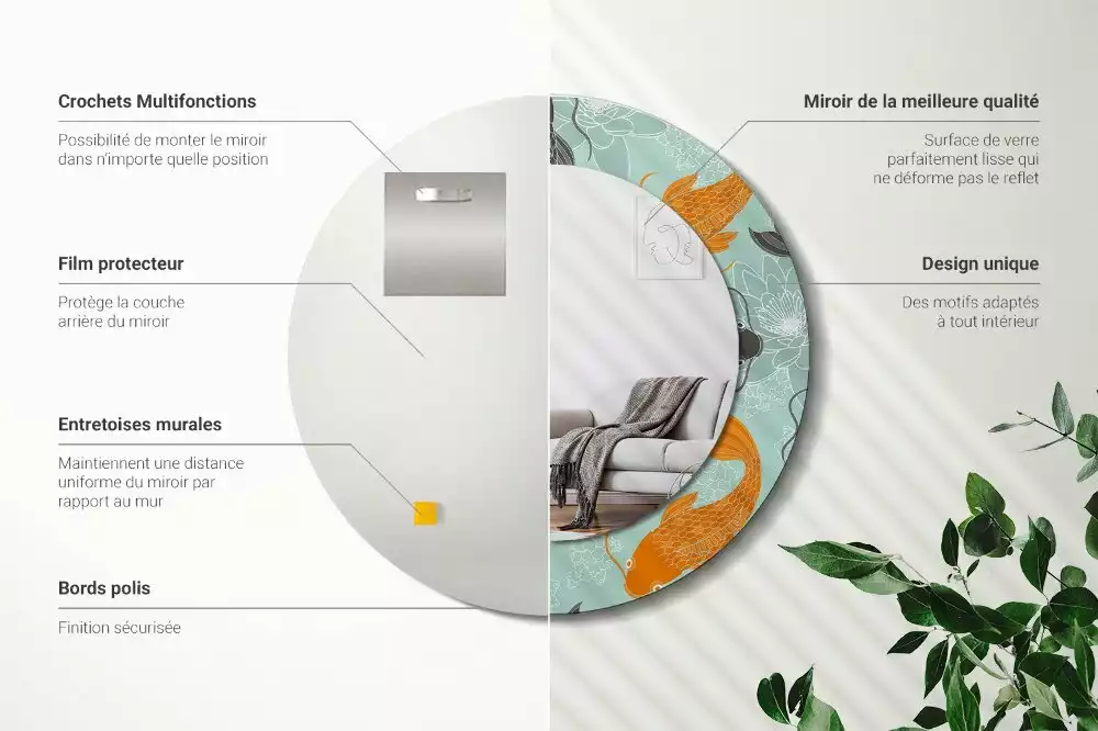 Kerek díszes tükör Koi ponty